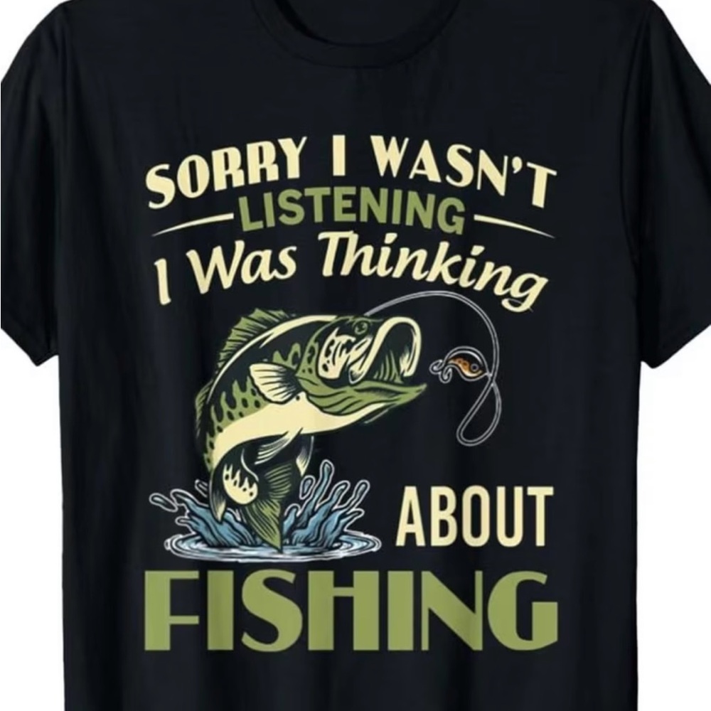 Black Fishing Graphic T-Shirt